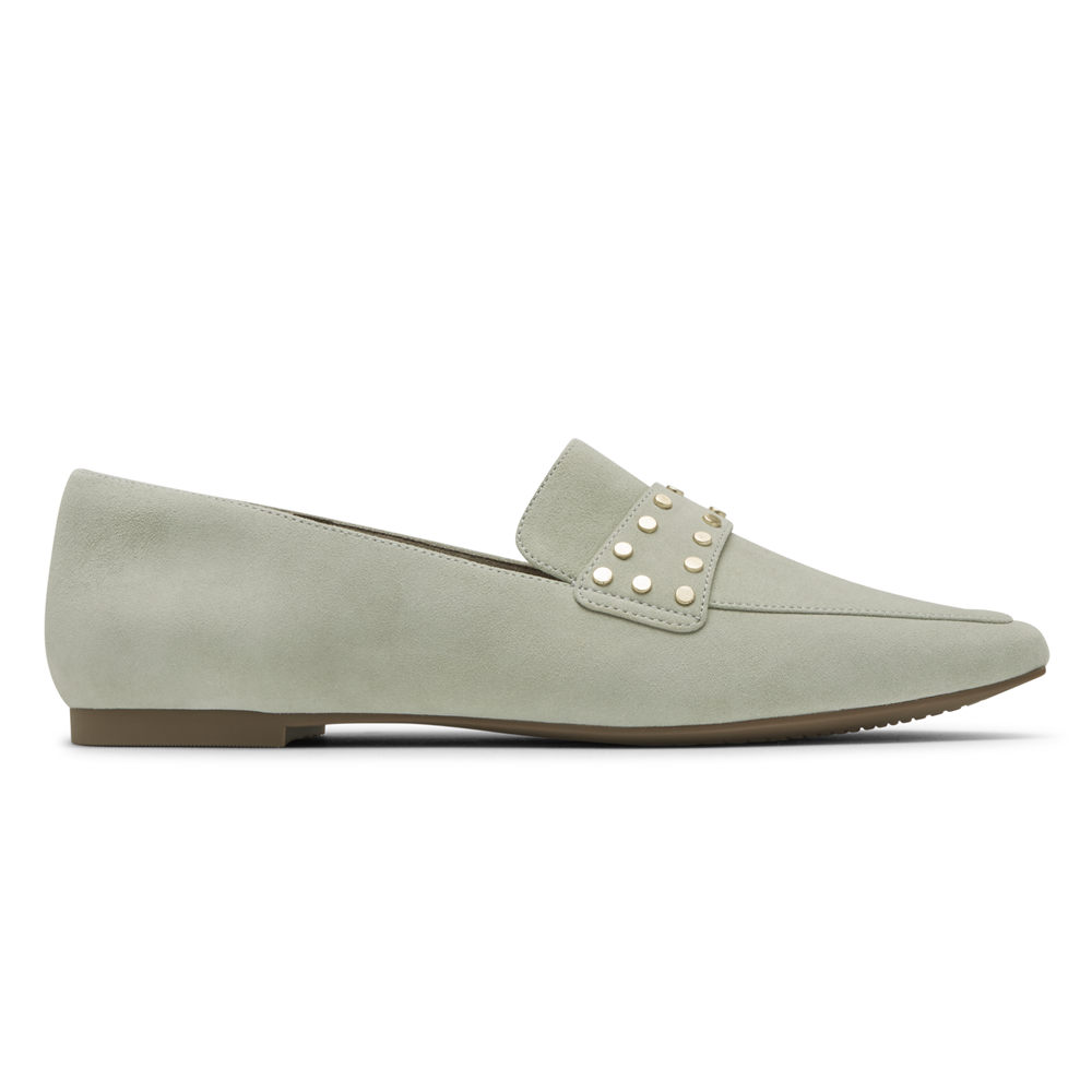 Mocasines Rockport Mujer Mexico - Total Motion Laylani Studded Verde Oliva - KFTWP7291